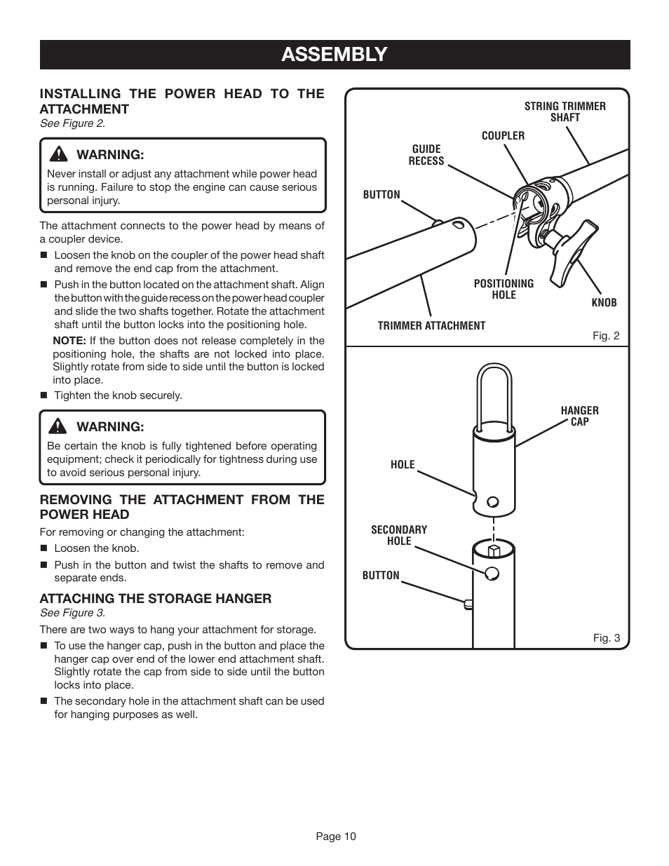 Assembly | Ryobi CS30 RY30020B User Manual | Page 10 / 26