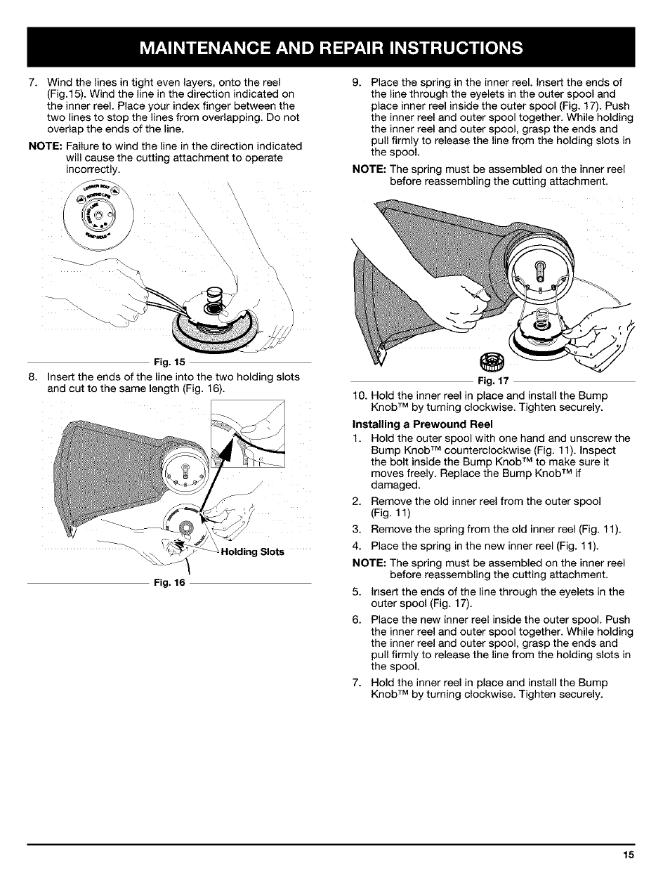 Maintenance and repair instructions | Ryobi Trimmer User Manual | Page 15 / 24