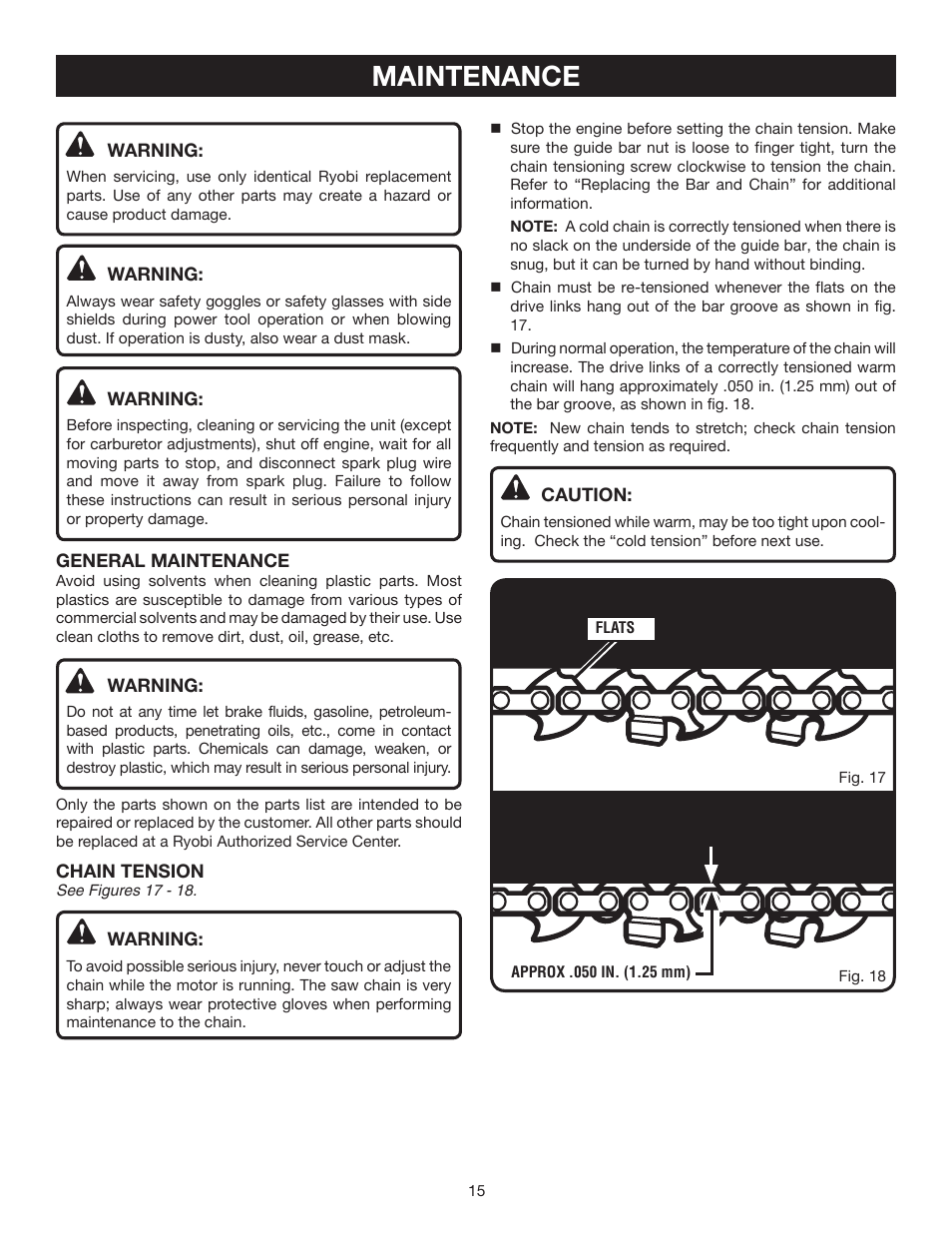 Maintenance | Ryobi RY52002 User Manual | Page 15 / 26
