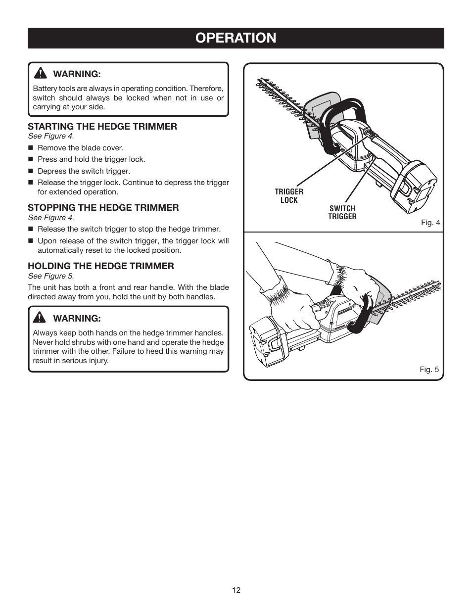 Operation | Ryobi P2600 User Manual | Page 12 / 18