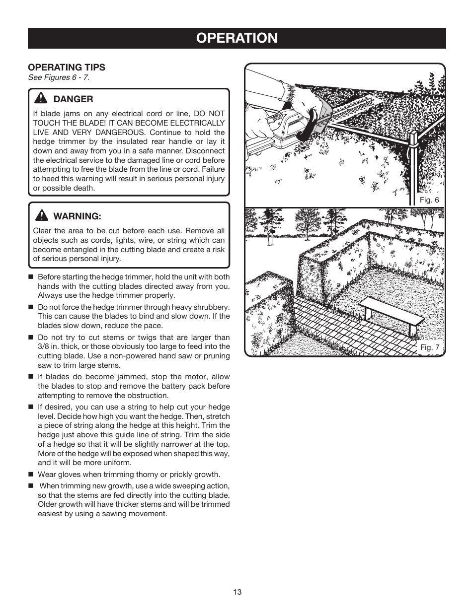 Operation | Ryobi P2600 User Manual | Page 13 / 18