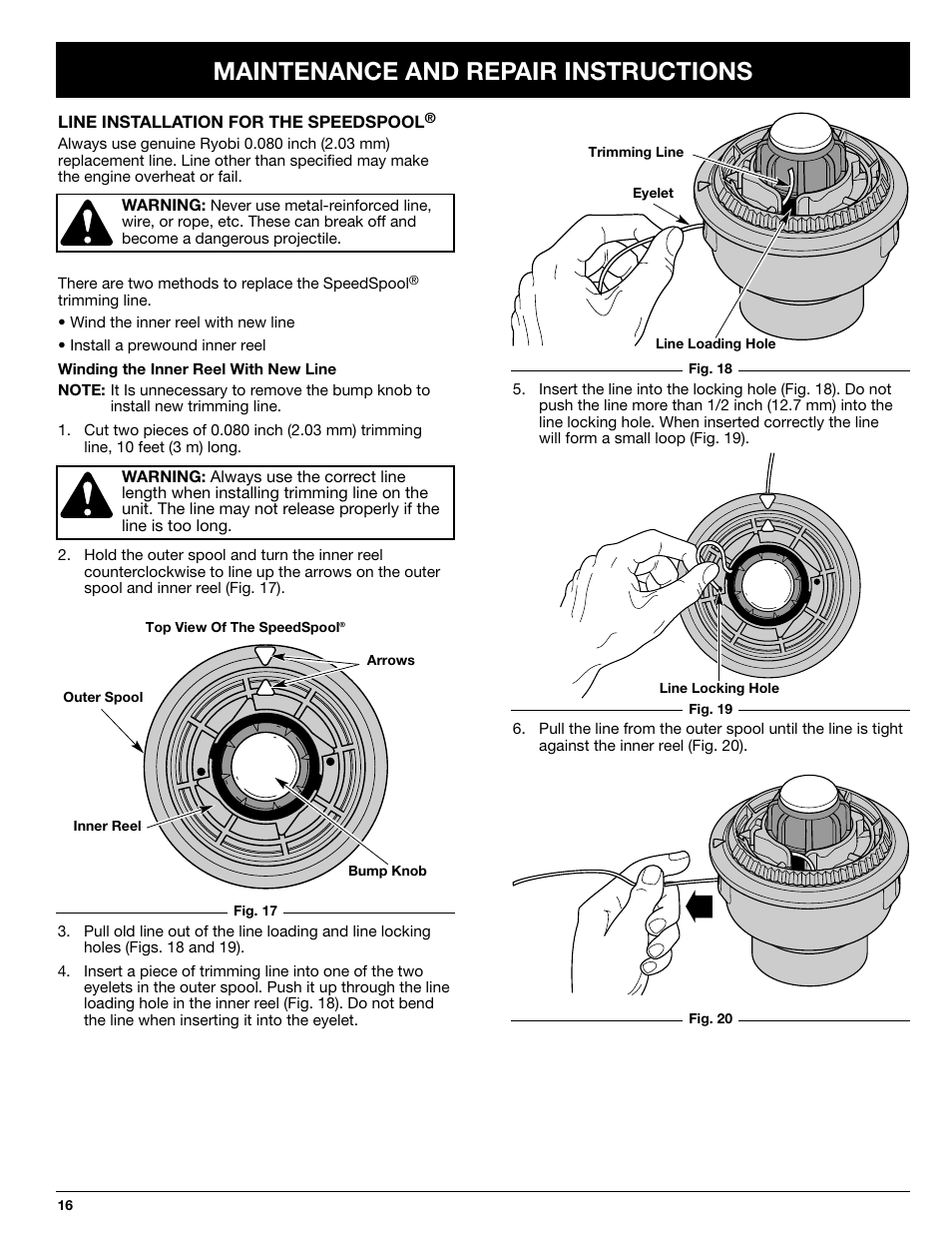 Maintenance and repair instructions | Ryobi 875r User Manual | Page 16 / 30
