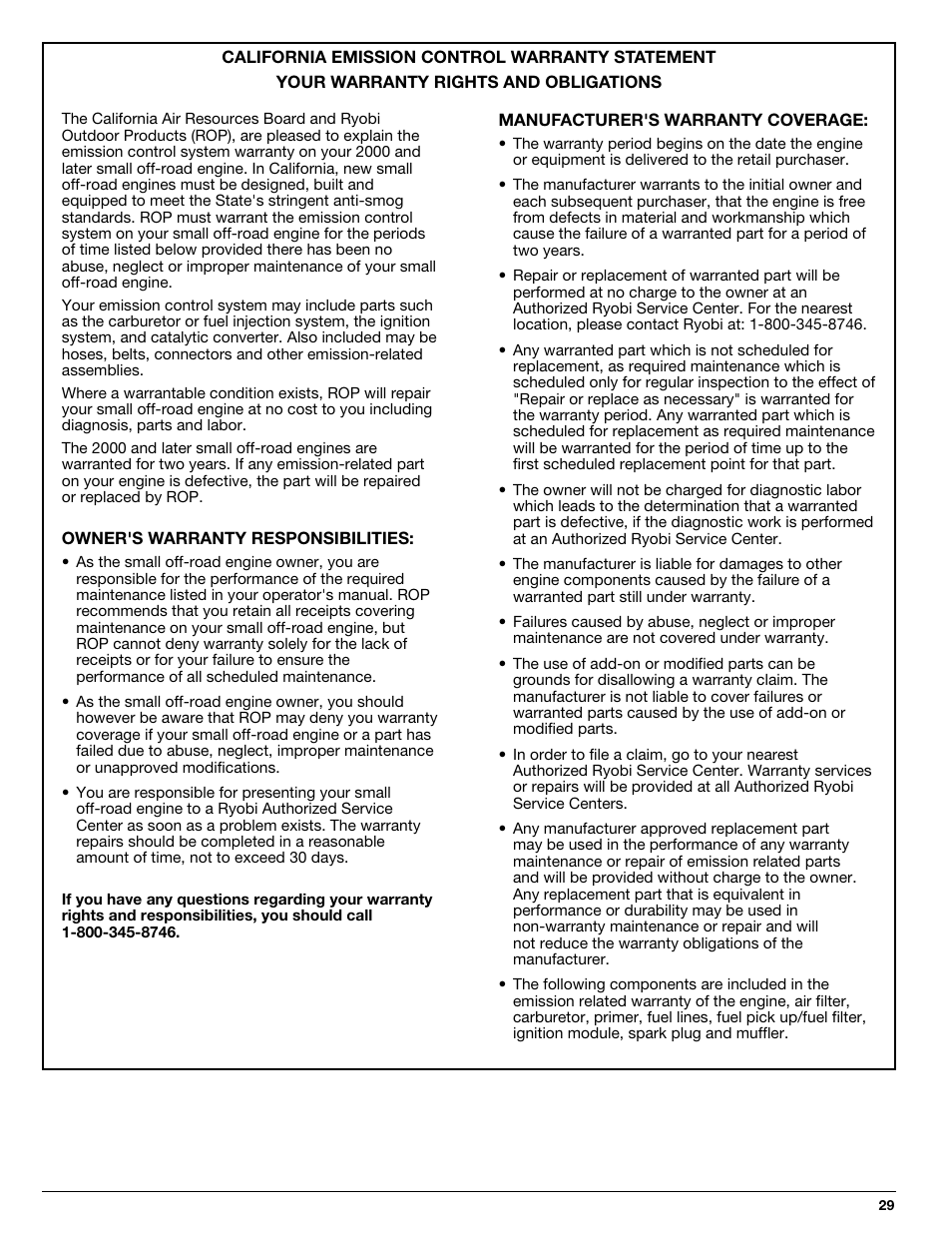 Ryobi 875r User Manual | Page 29 / 30
