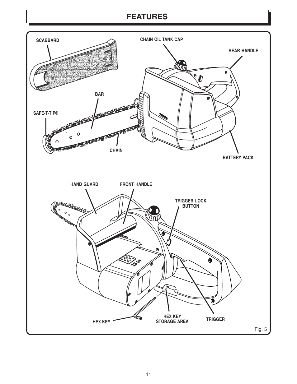 Features | Ryobi 18 VOLT CORDLESS CS1800 User Manual | Page 11 / 34