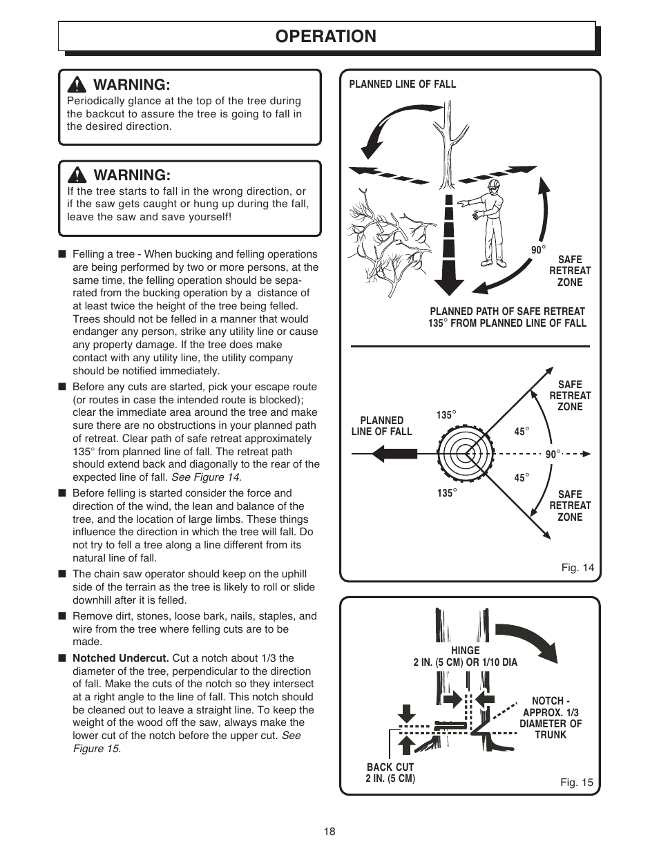 Operation, Warning | Ryobi 18 VOLT CORDLESS CS1800 User Manual | Page 18 / 34