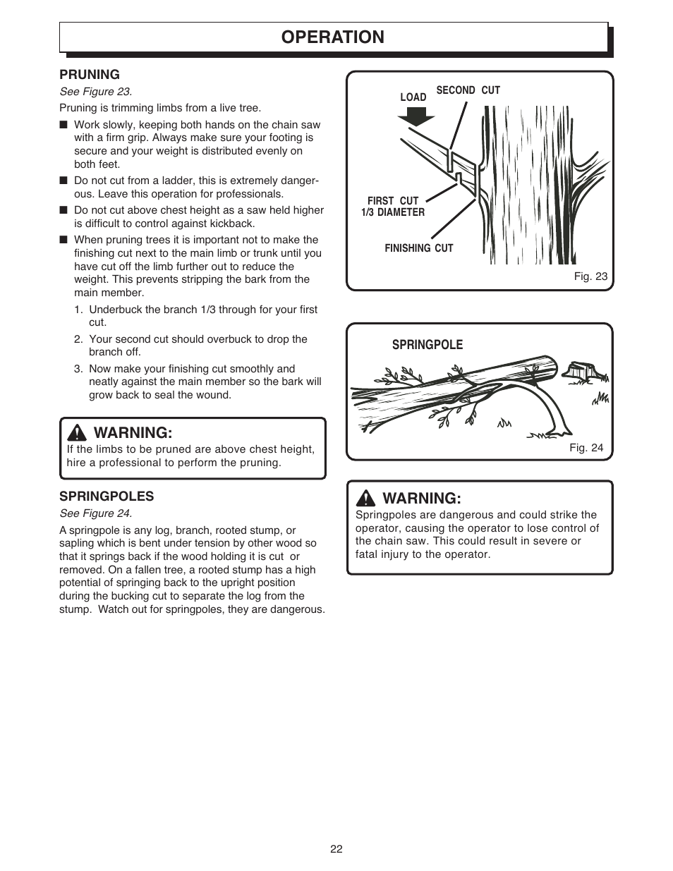 Operation, Warning | Ryobi 18 VOLT CORDLESS CS1800 User Manual | Page 22 / 34
