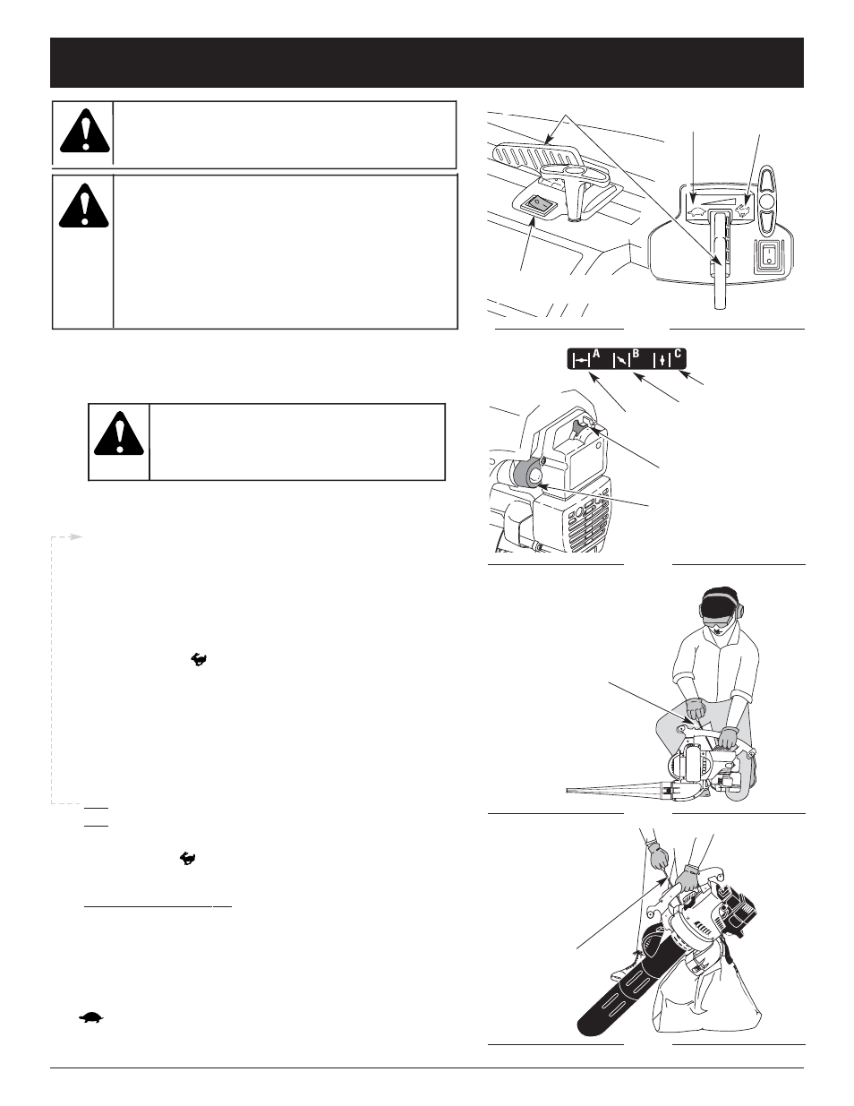 Advertencia, Instrucciones de arranque y apagado | Ryobi 320BVr User Manual | Page 58 / 72