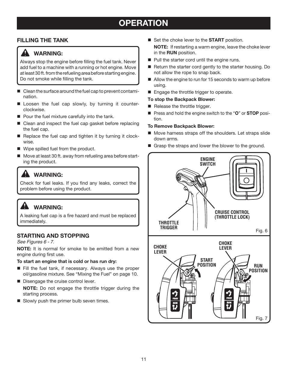 Operation | Ryobi RY08570 User Manual | Page 11 / 20