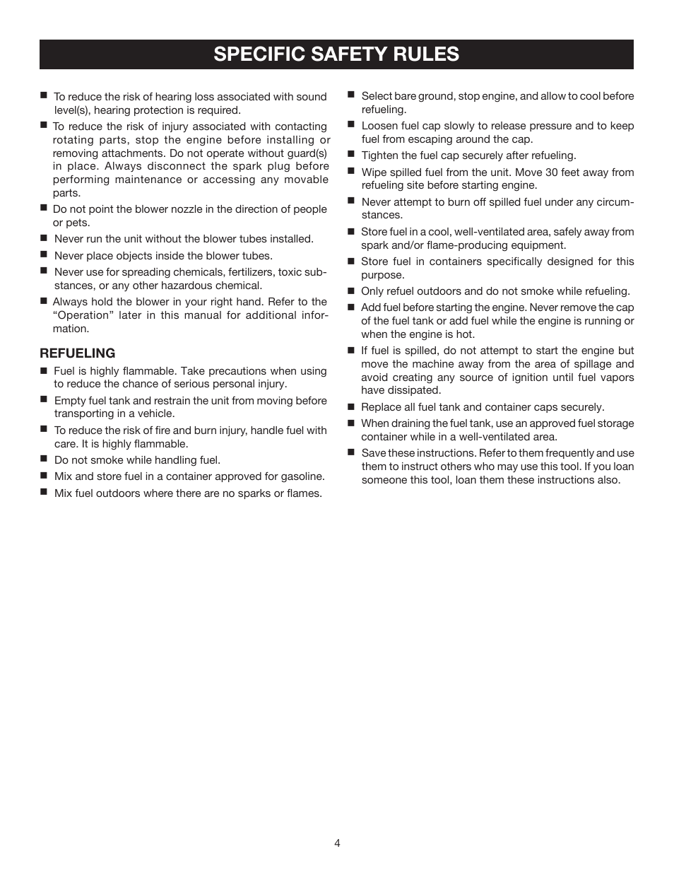 Specific safety rules | Ryobi RY08570 User Manual | Page 4 / 20