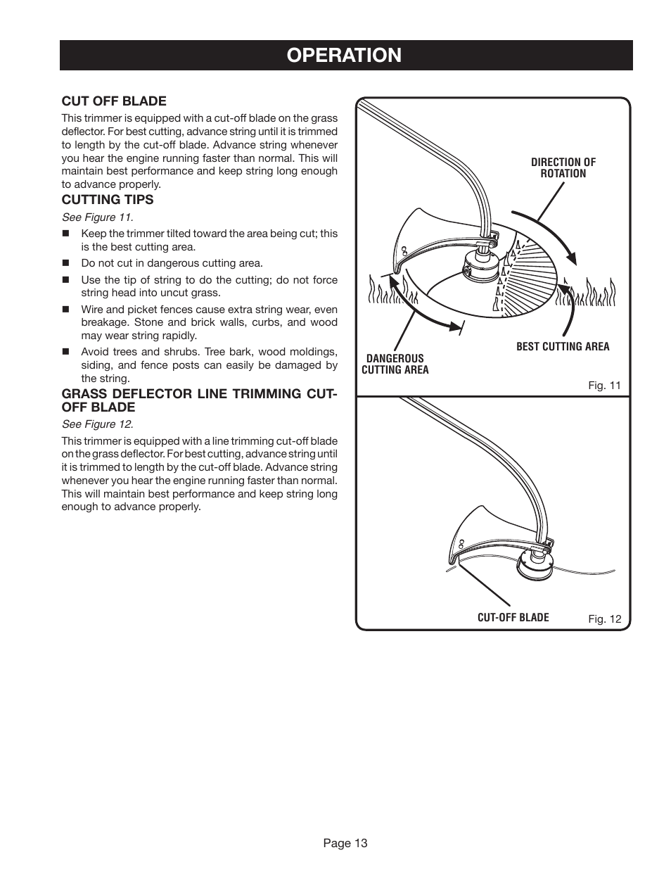 Operation | Ryobi ZRRY41002 User Manual | Page 13 / 20