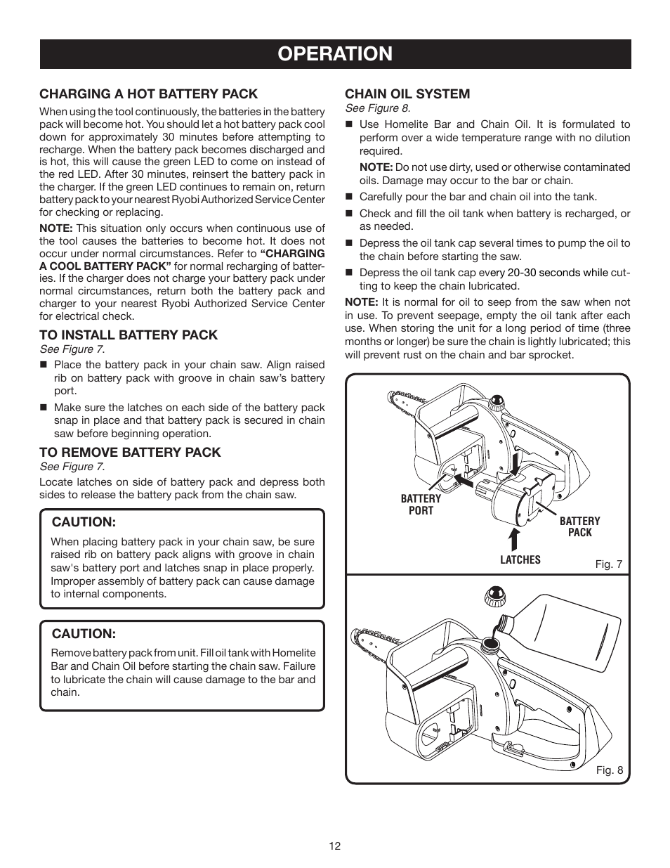 Operation | Ryobi P540 User Manual | Page 12 / 28