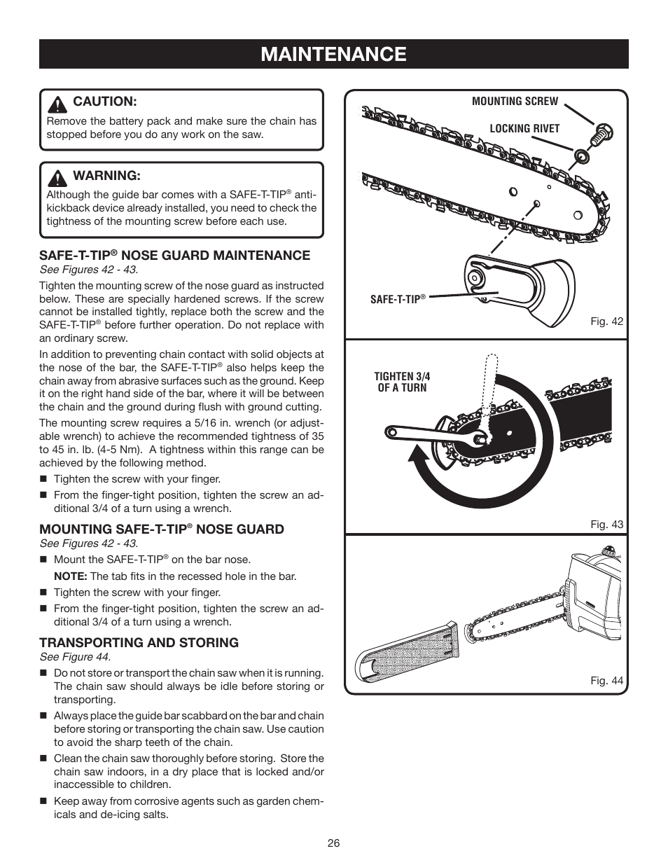 Maintenance | Ryobi P540 User Manual | Page 26 / 28