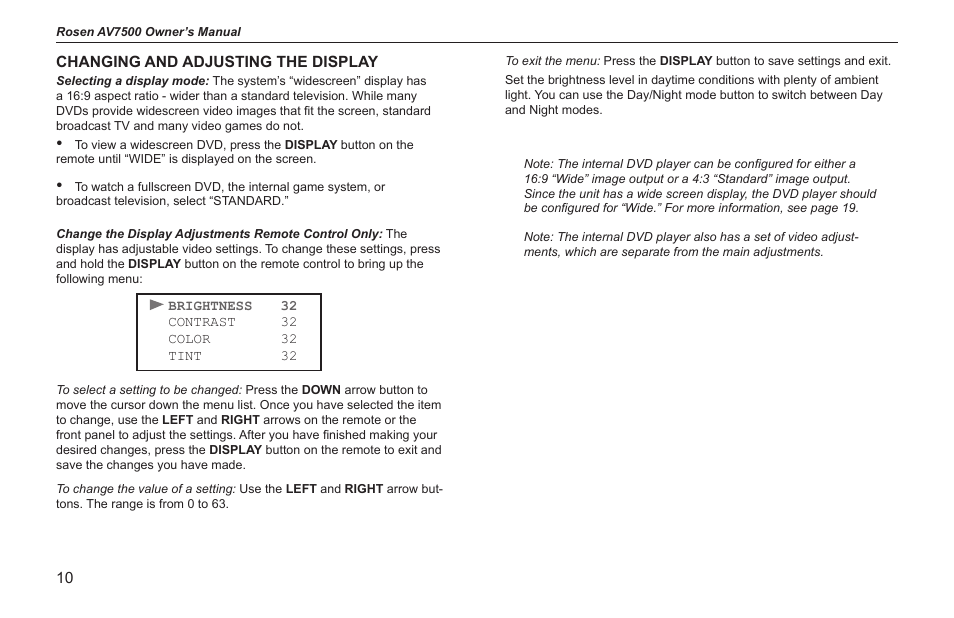 Rosen Entertainment Systems AV7500 User Manual | Page 10 / 22