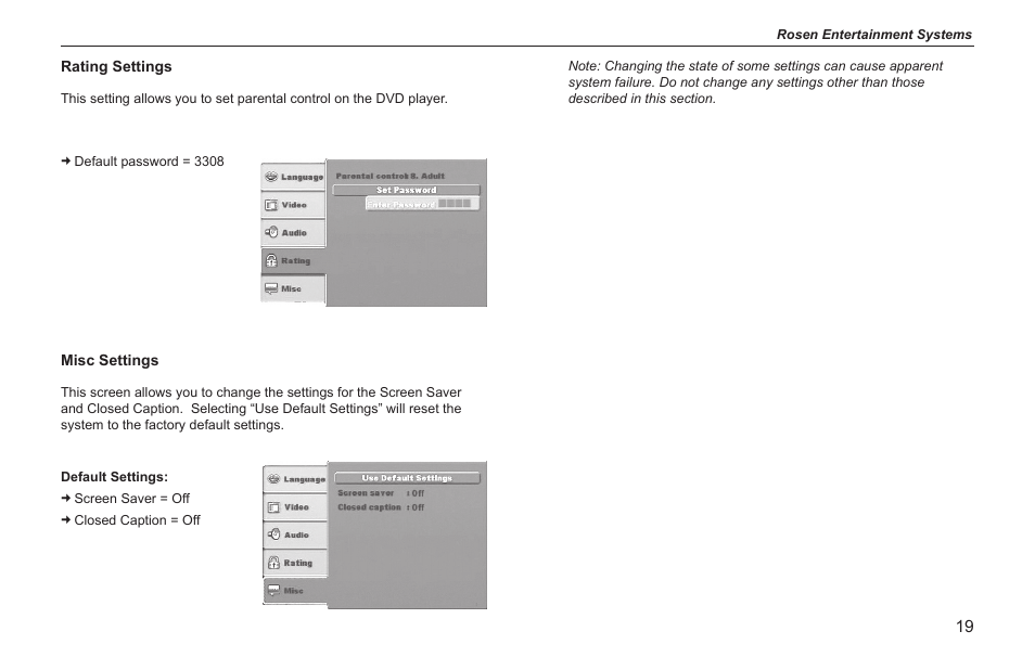 Rosen Entertainment Systems AV7500 User Manual | Page 19 / 22