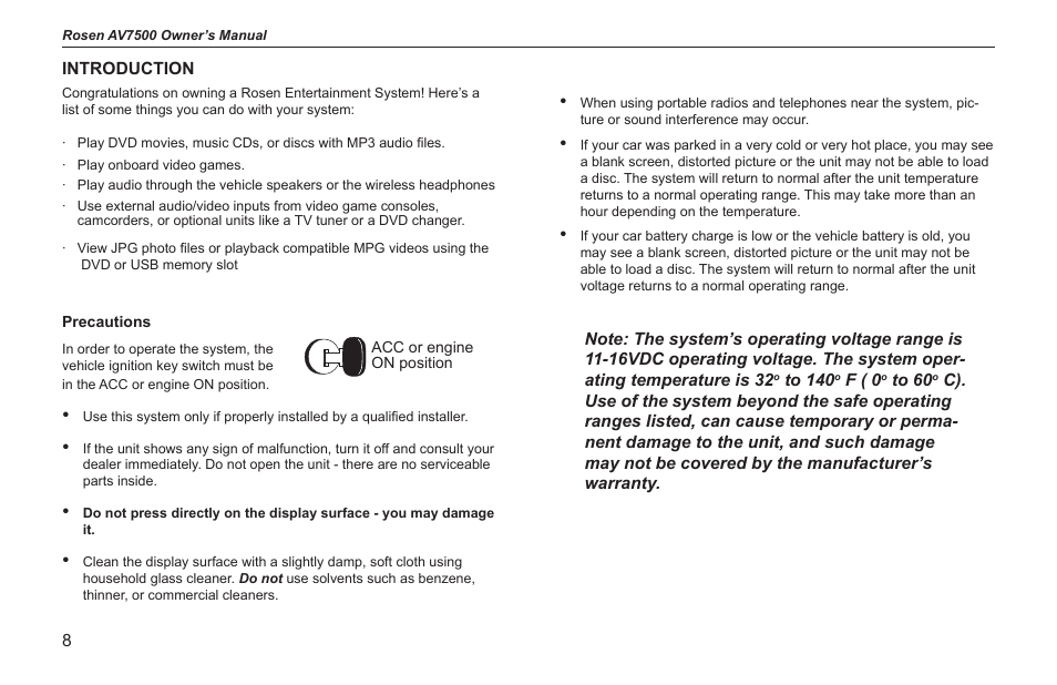 Rosen Entertainment Systems AV7500 User Manual | Page 8 / 22