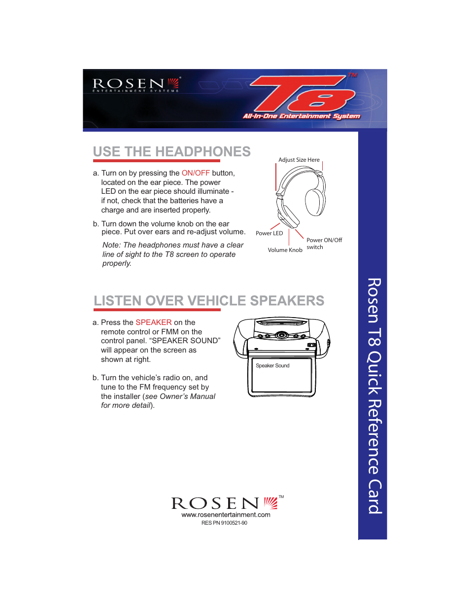 Use the headphones | Rosen Entertainment Systems T8 User Manual | Page 2 / 2