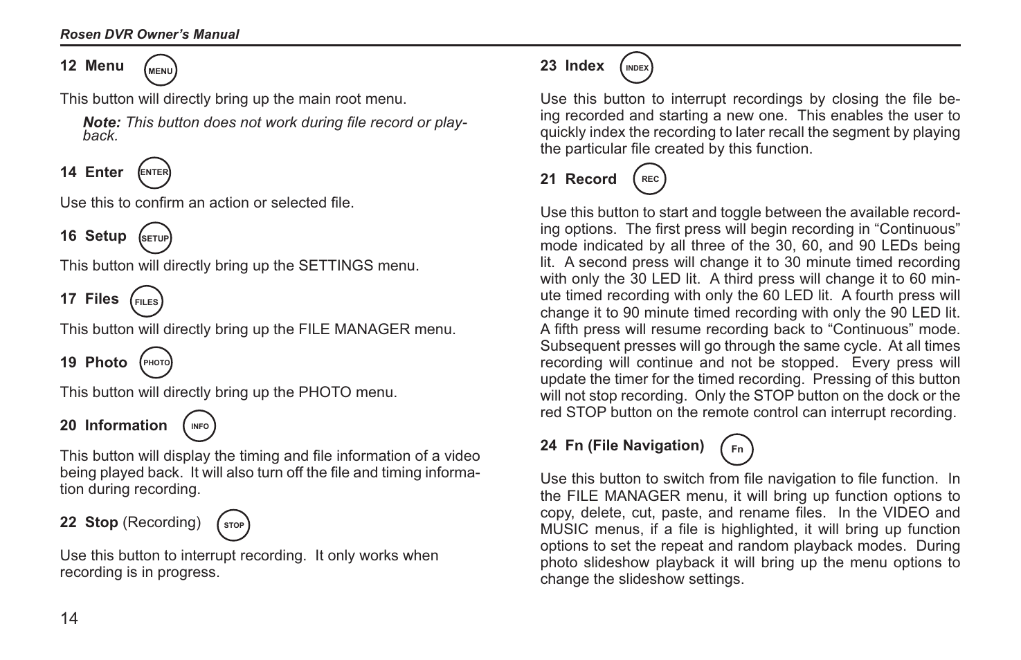Rosen Entertainment Systems RVR 2000 User Manual | Page 12 / 26