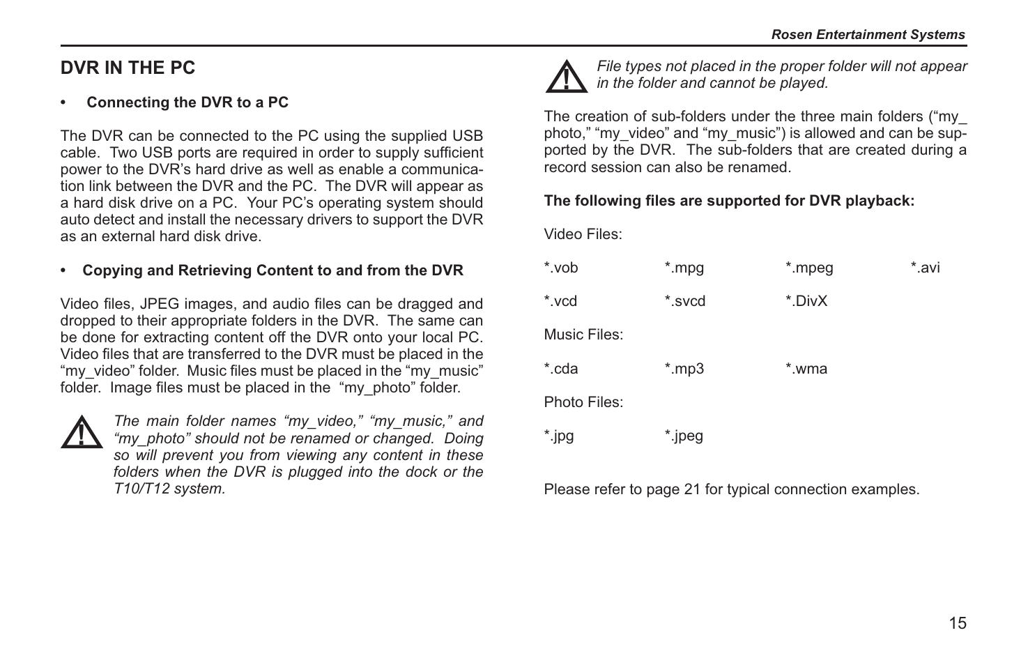 Dvr in the pc | Rosen Entertainment Systems RVR 2000 User Manual | Page 13 / 26