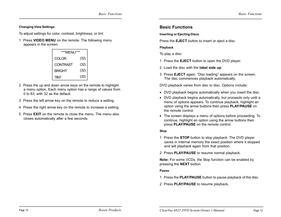 Rosen Entertainment Systems CV6821 User Manual | Page 13 / 14