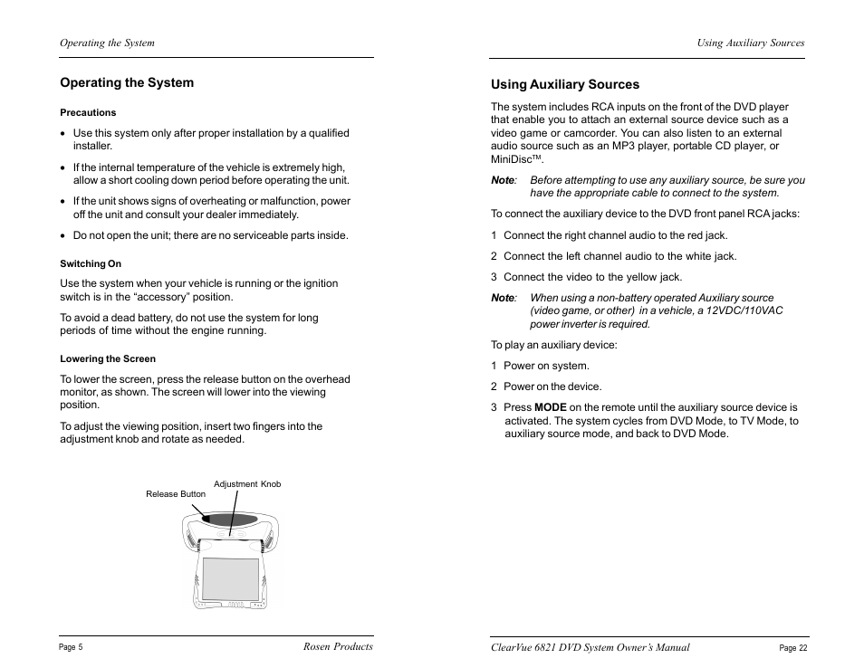 Rosen Entertainment Systems CV6821 User Manual | Page 6 / 14
