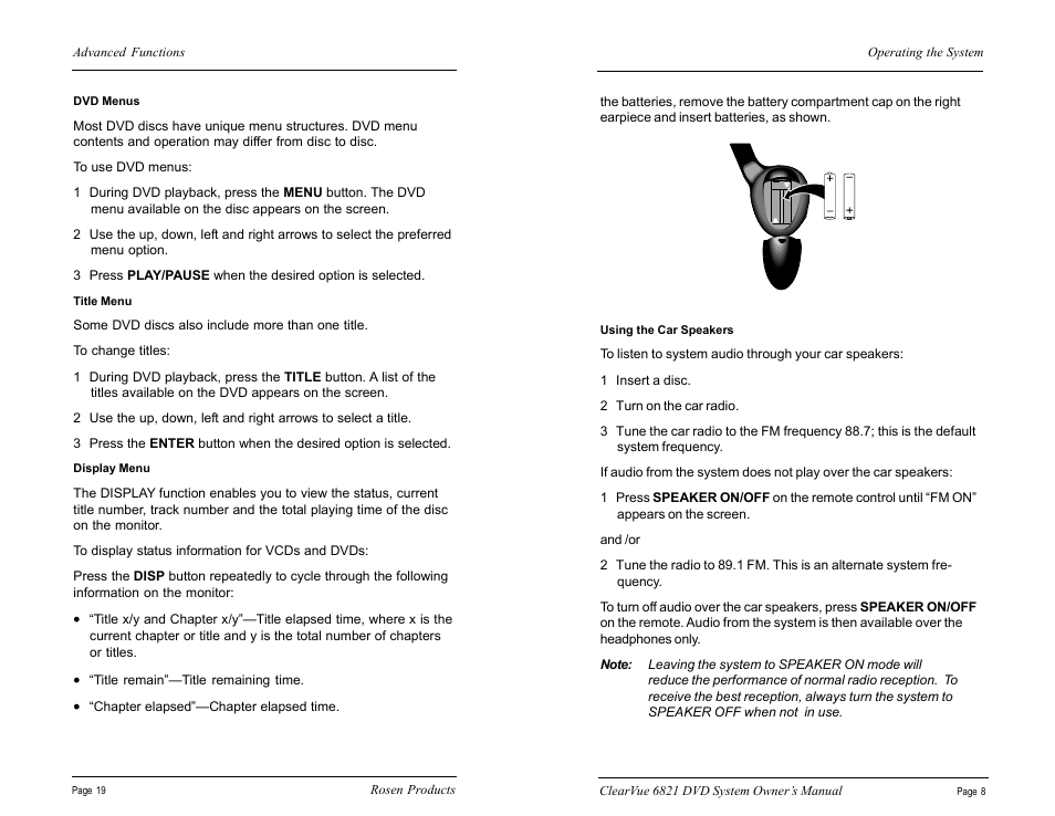 Rosen Entertainment Systems CV6821 User Manual | Page 9 / 14
