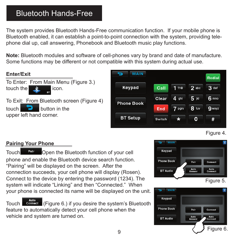 Bluetooth hands-free | Rosen Entertainment Systems GM SERIES DS-GM0710 User Manual | Page 10 / 16
