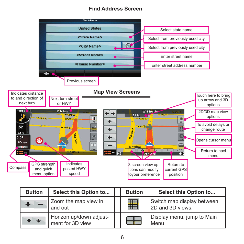 Find address screen map view screens | Rosen Entertainment Systems GM SERIES DS-GM0710 User Manual | Page 7 / 16