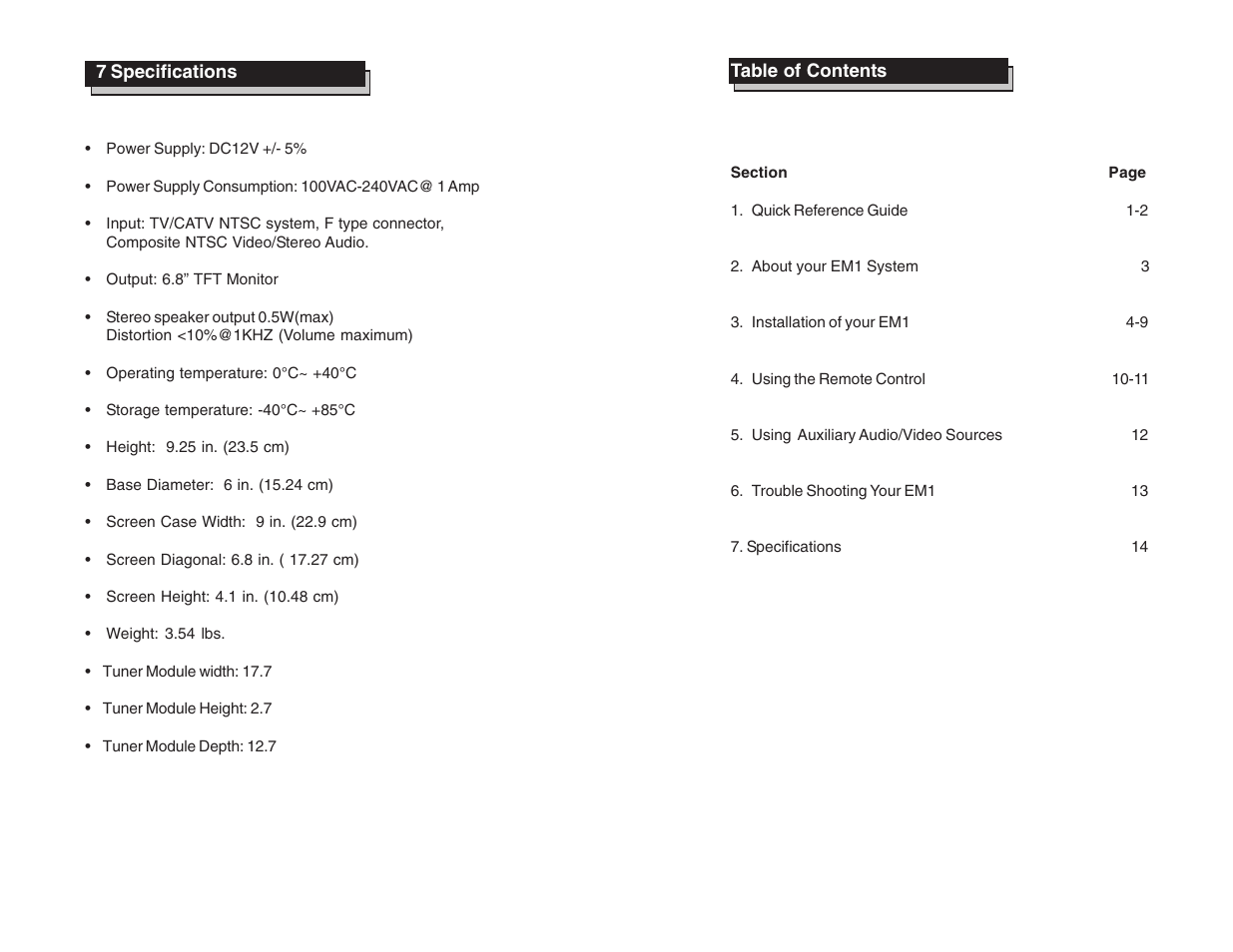 Rosen Entertainment Systems EM-1 User Manual | Page 2 / 9