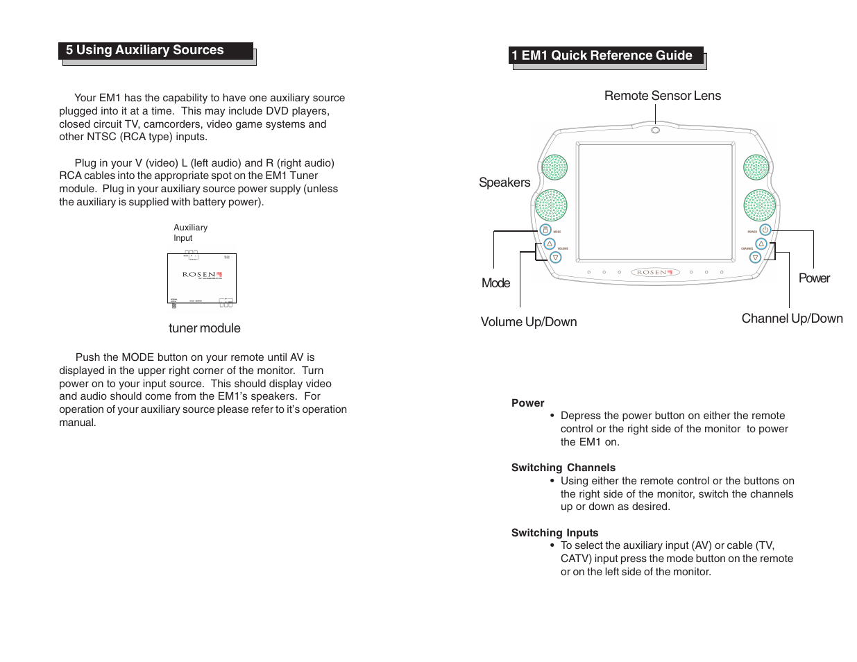 Rosen Entertainment Systems EM-1 User Manual | Page 4 / 9