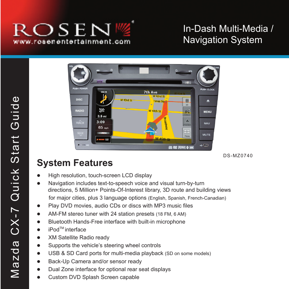 Rosen Entertainment Systems MAZDACX-7 DS-MZ0740 User Manual | 16 pages