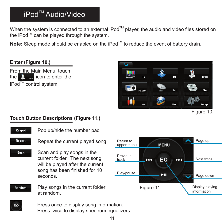 Ipod, Audio/video | Rosen Entertainment Systems MAZDACX-7 DS-MZ0740 User Manual | Page 12 / 16