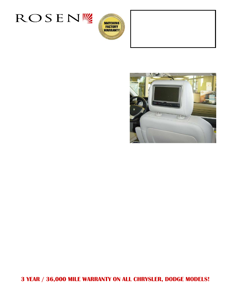 Rosen Entertainment Systems AV-CY0801-G52 User Manual | 1 page