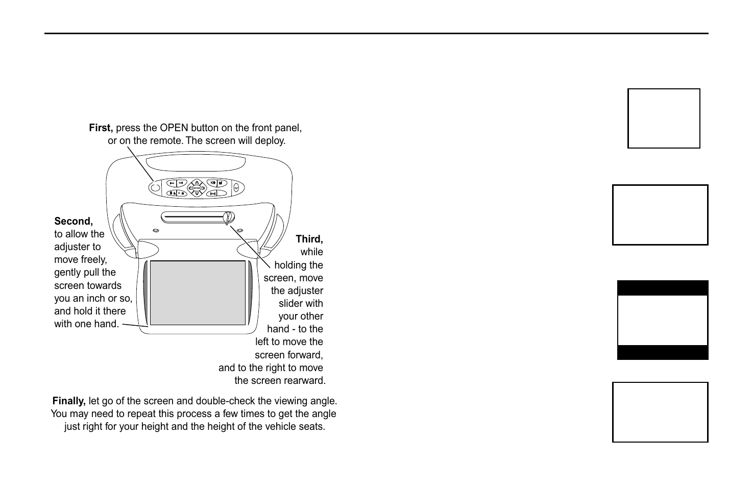 Managing black bars, Adjusting the screen angle | Rosen Entertainment Systems M10 User Manual | Page 17 / 22