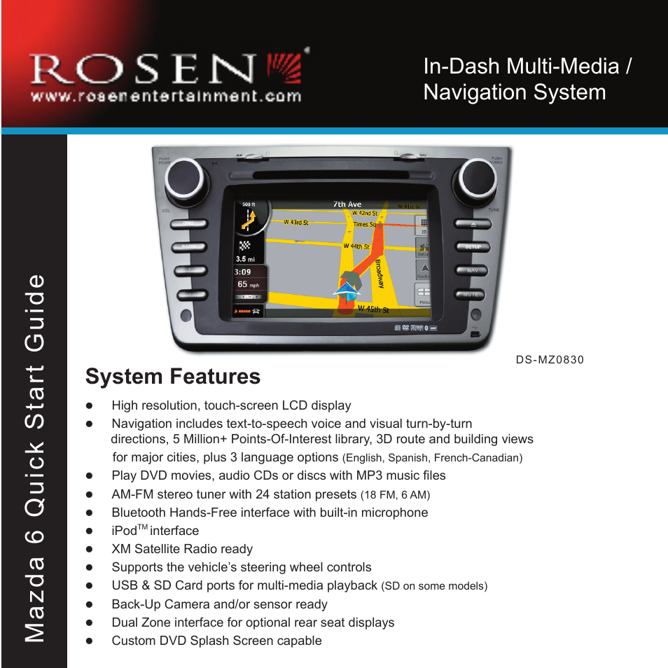 Rosen Entertainment Systems DS-MZ0830 User Manual | 16 pages