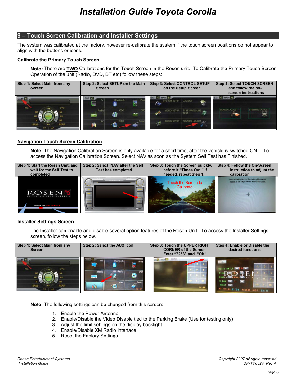 Installation guide toyota corolla | Rosen Entertainment Systems DS-TY0820 User Manual | Page 5 / 8