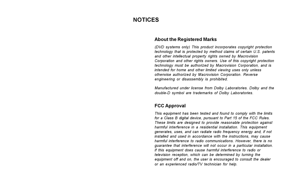 Notices | Rosen Entertainment Systems Rosen inVUE II User Manual | Page 2 / 28