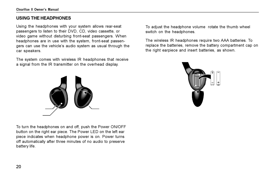 Using the headphones, Istening, Peakers | Rosen Entertainment Systems Rosen inVUE II User Manual | Page 20 / 28