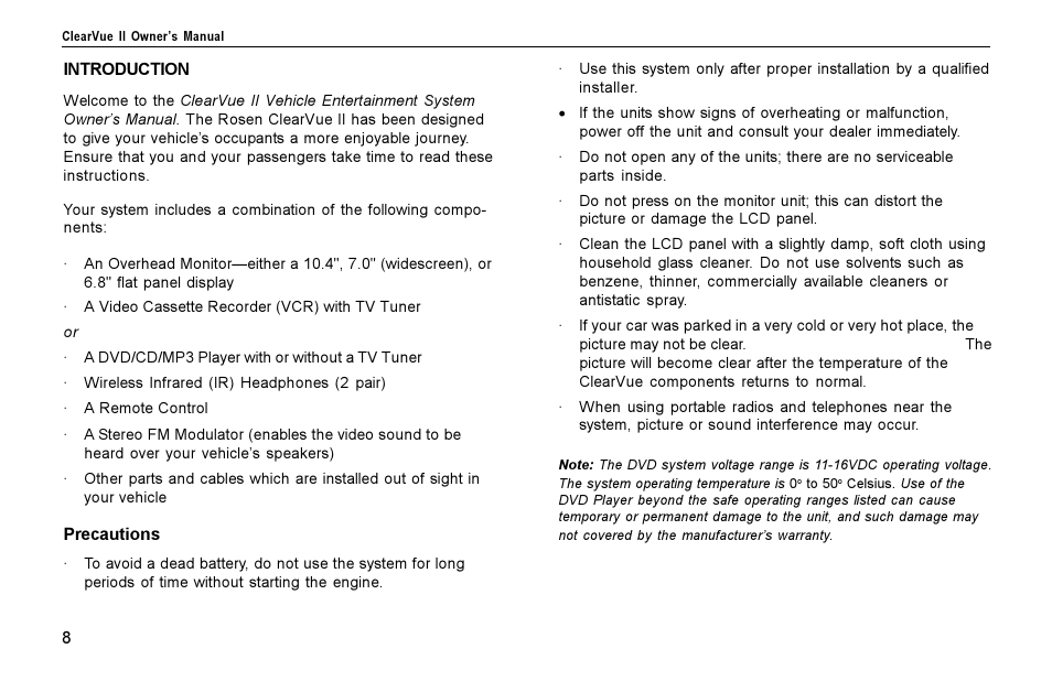 Introduction, Ntroduction | Rosen Entertainment Systems Rosen inVUE II User Manual | Page 8 / 28