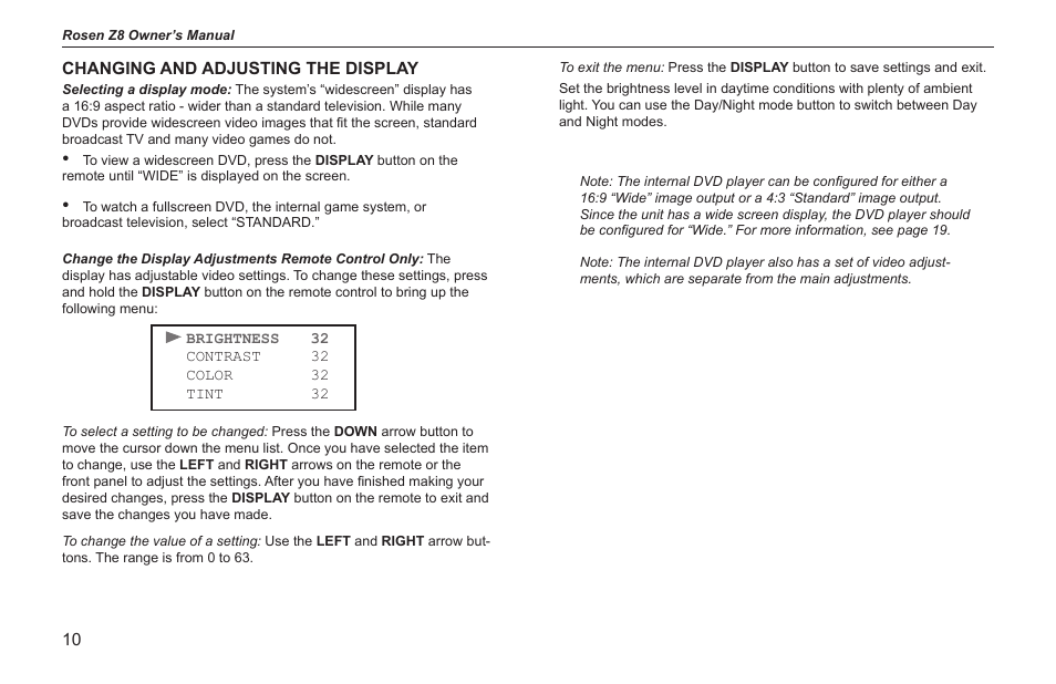 Rosen Entertainment Systems Z8 User Manual | Page 10 / 20