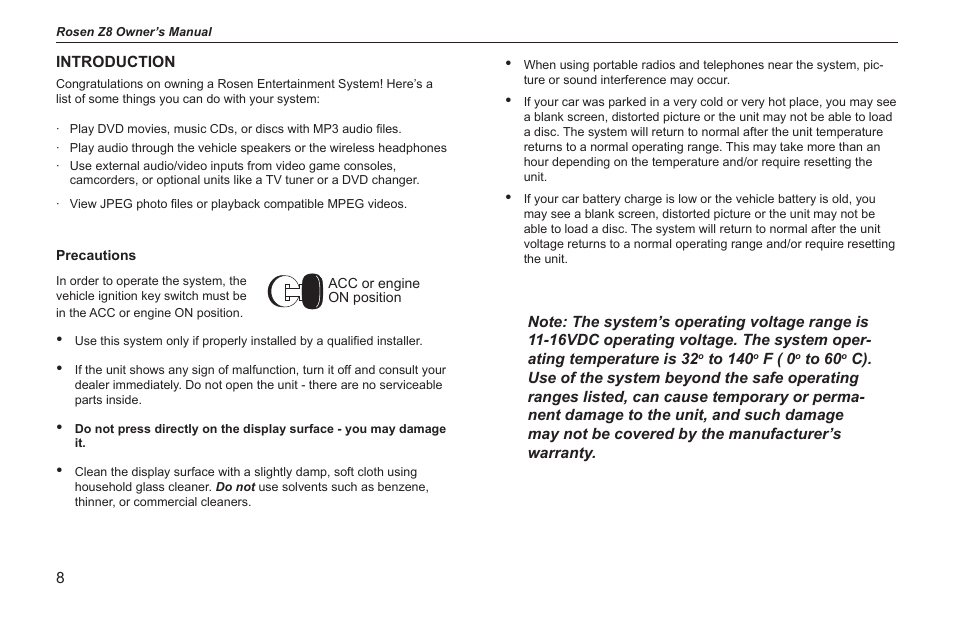 Rosen Entertainment Systems Z8 User Manual | Page 8 / 20