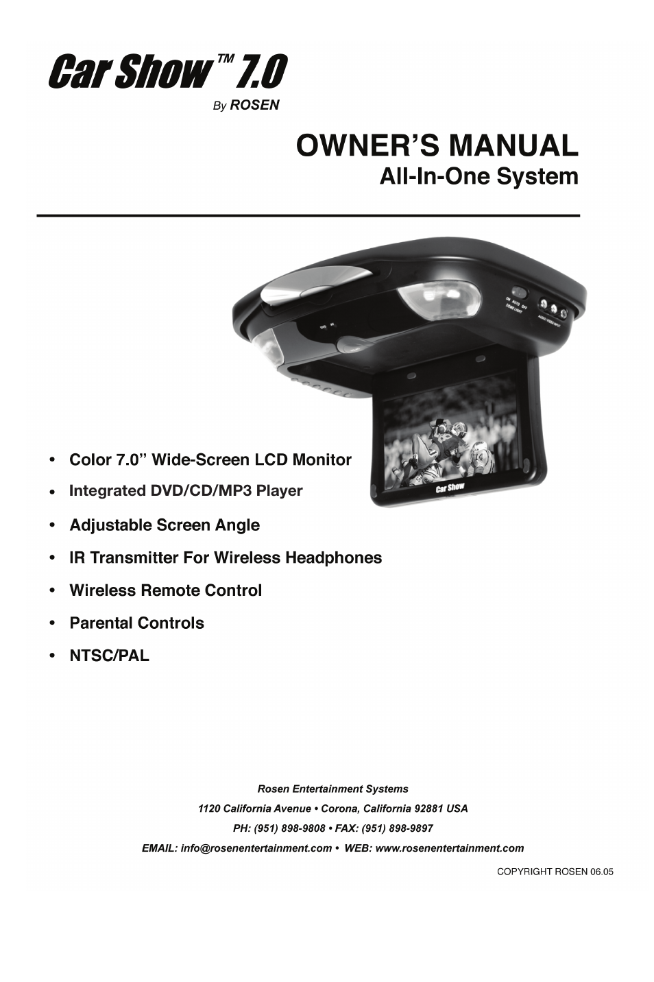 Rosen Entertainment Systems CAR SHOW 7 User Manual | 24 pages
