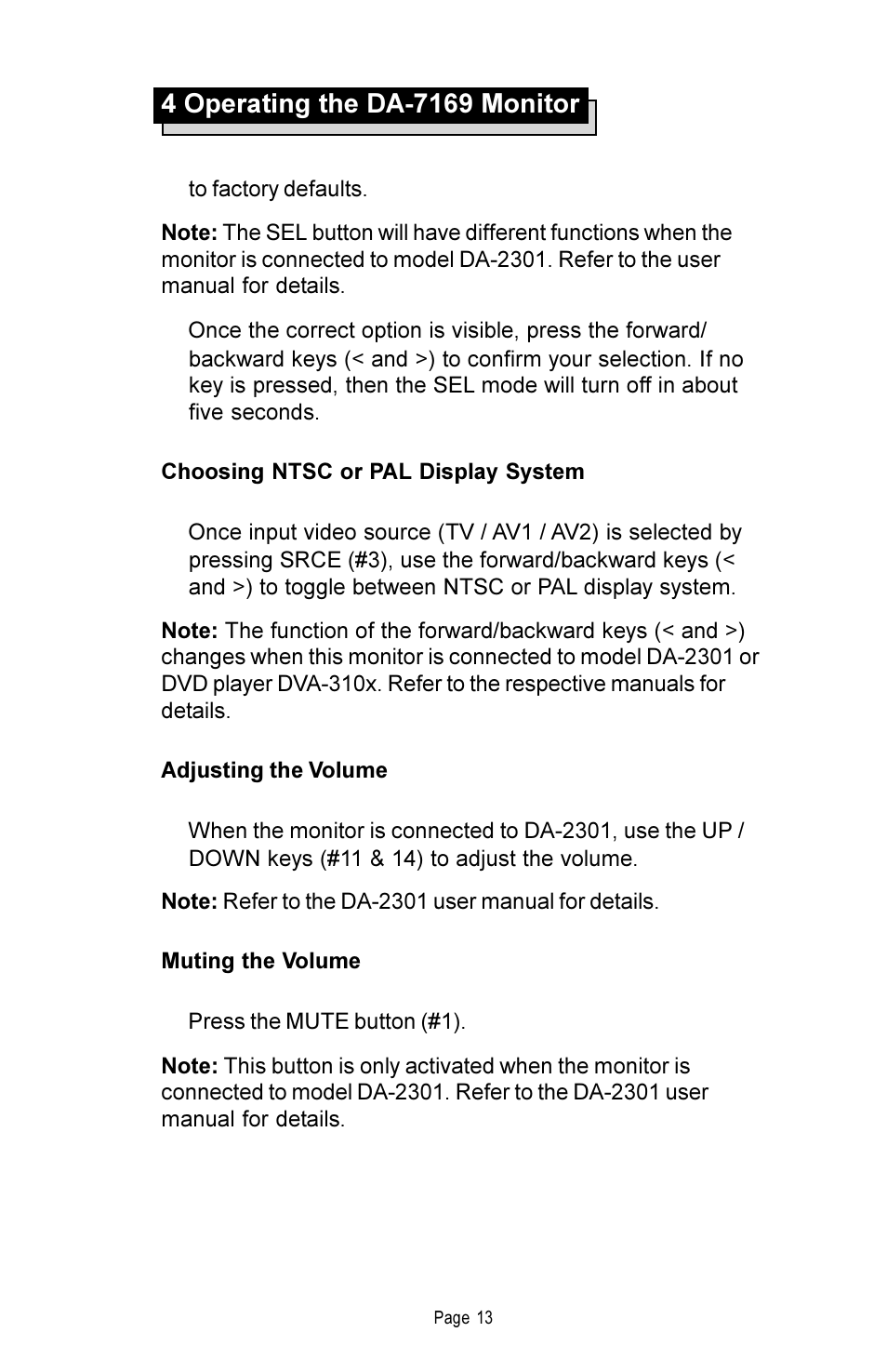 Rosen Entertainment Systems DA-7169 User Manual | Page 14 / 18