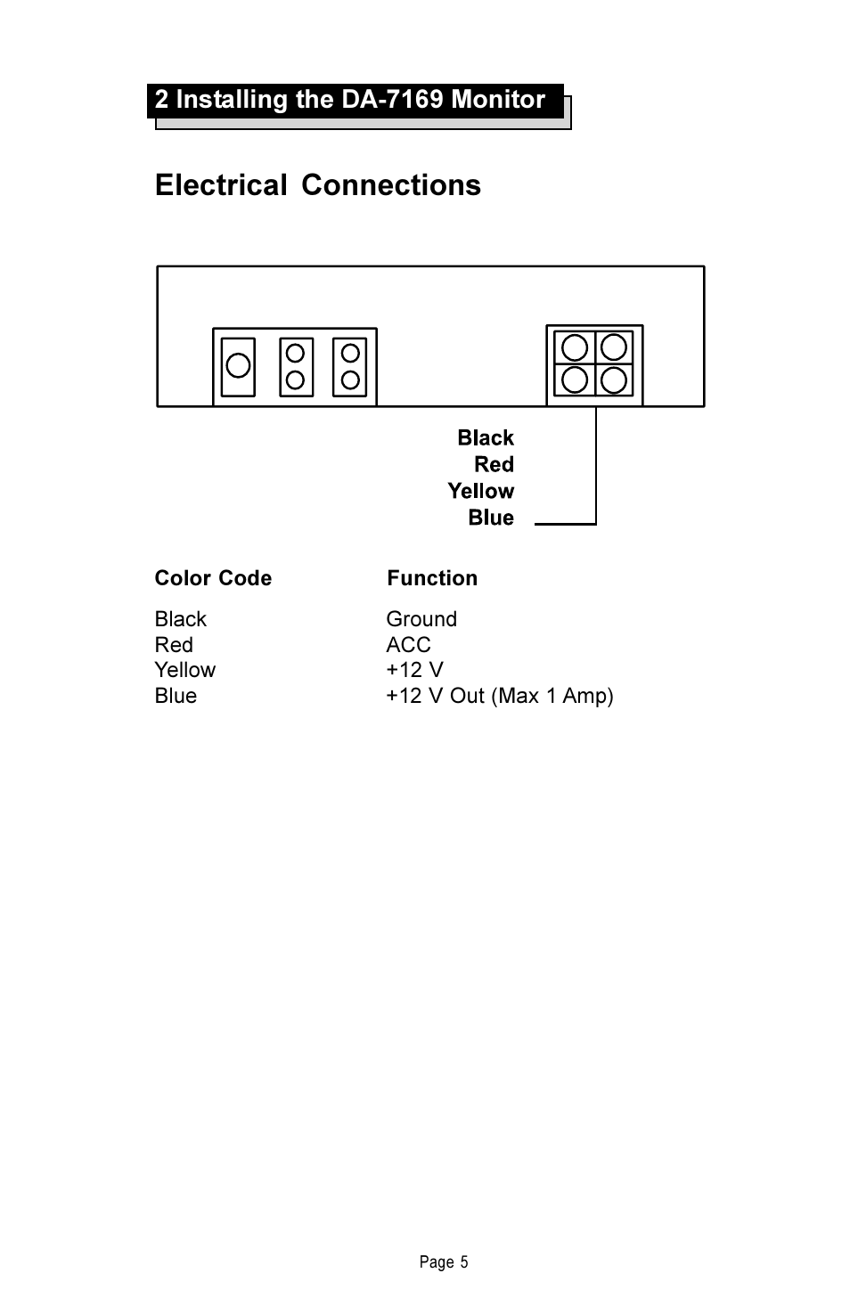 Electrical connections | Rosen Entertainment Systems DA-7169 User Manual | Page 6 / 18