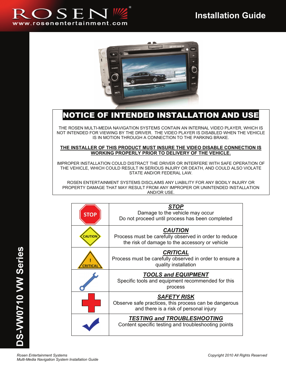 Rosen Entertainment Systems DS-VW0710VW User Manual | 11 pages