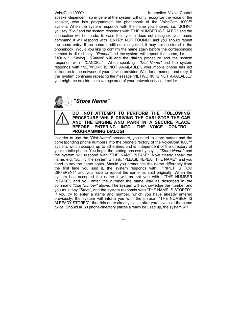 Store name | Rosen Entertainment Systems viocecom 1000 User Manual | Page 9 / 23