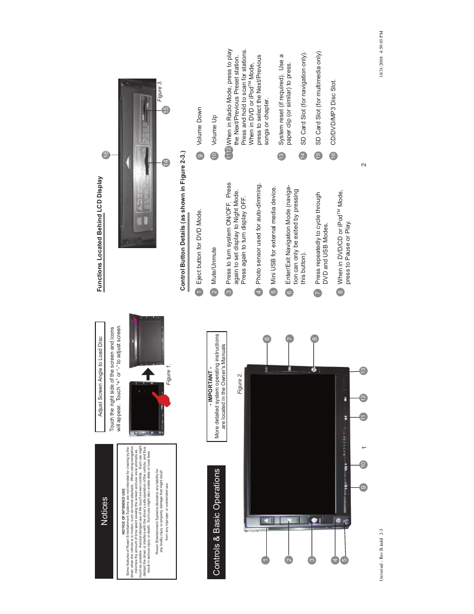 Notices controls & basic operations | Rosen Entertainment Systems DS-UN0810 User Manual | Page 2 / 9