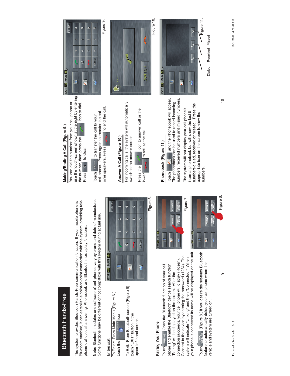 Bluetooth hands-free | Rosen Entertainment Systems DS-UN0810 User Manual | Page 6 / 9