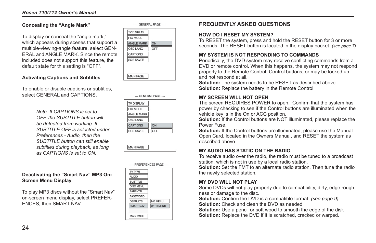 Rosen Entertainment Systems T12 User Manual | Page 22 / 26