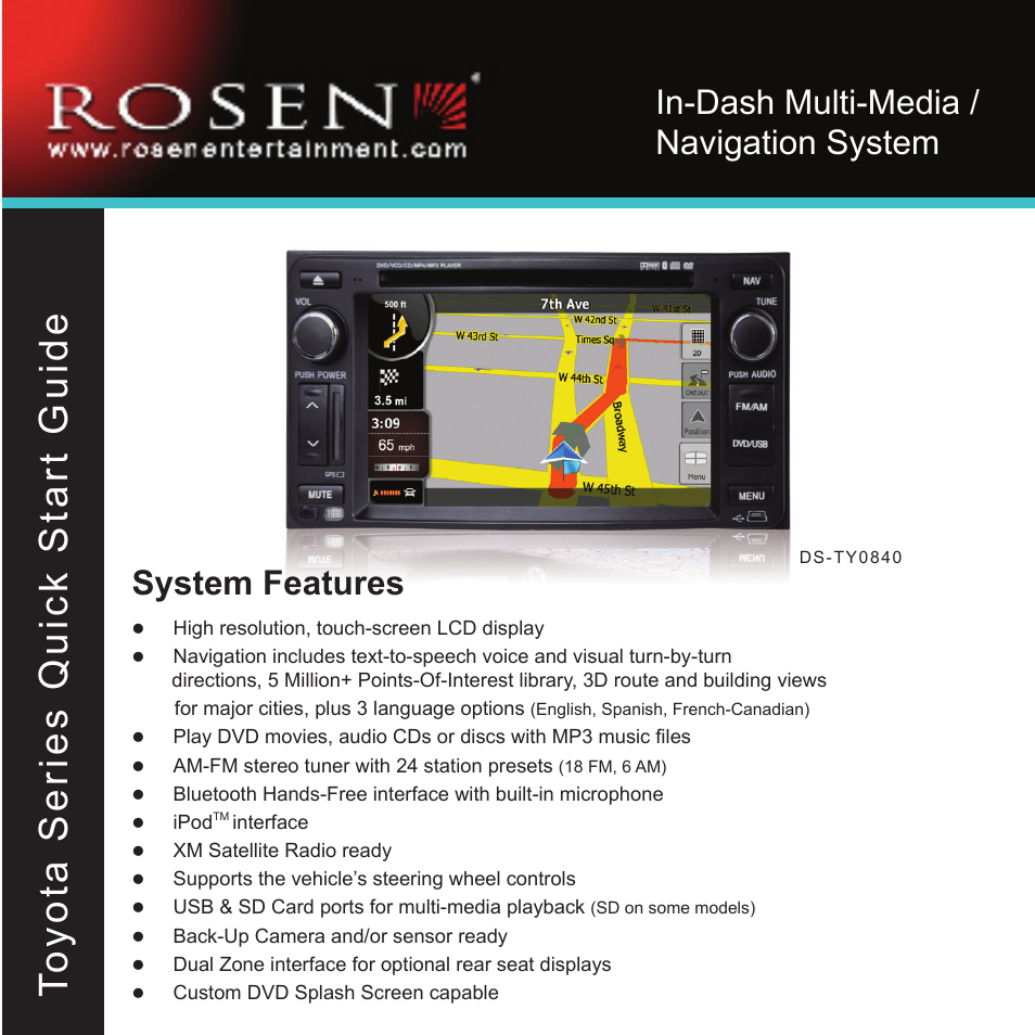 Rosen Entertainment Systems DS-TY0840 User Manual | 16 pages