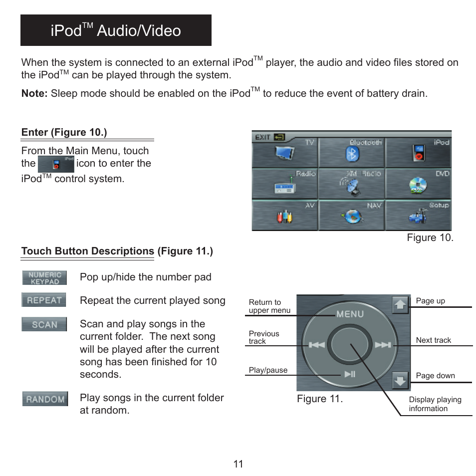 Ipod, Audio/video | Rosen Entertainment Systems DS-TY0840 User Manual | Page 12 / 16